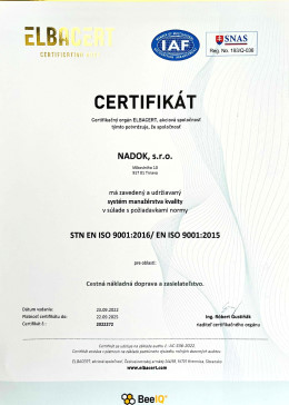 STN EN ISO 9001:2016 / EN ISO 9001:2015